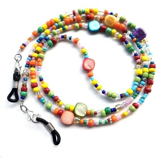 Colorful Bead Women’s eyeglass chain eyewear retainer Mask Holder Reading glass - Picture 1 of 8